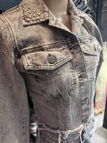 Campera Gris Nevada con Stras y Tachas