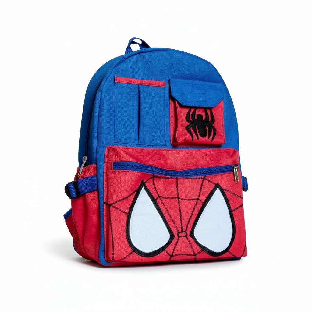 Mochila Nacional de Cordura Bordado del Hombre Araña con Lonchera y Cartuchera, - Imagen 3