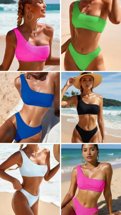 Bikini un Hombro Texturada Oferta