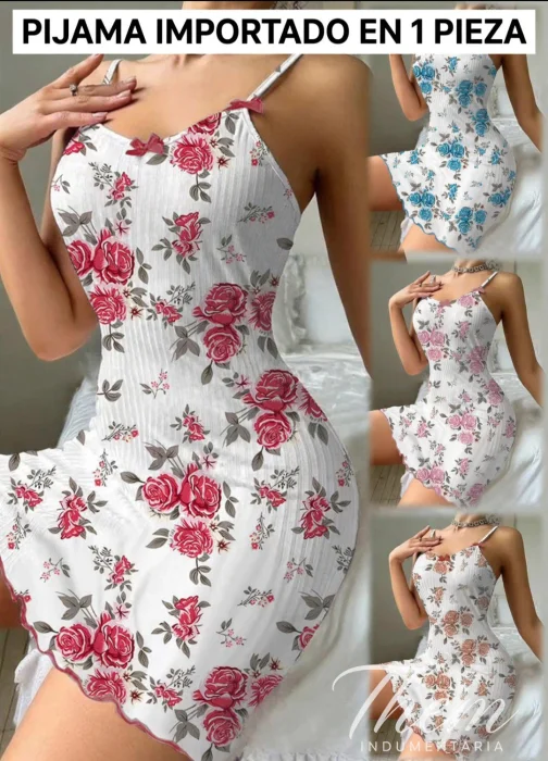 Pijama una Pieza  Camisón Floreado Importado