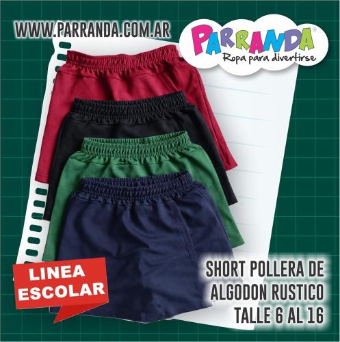 Short Pollera Niña  de Algodón Rústico Escolar