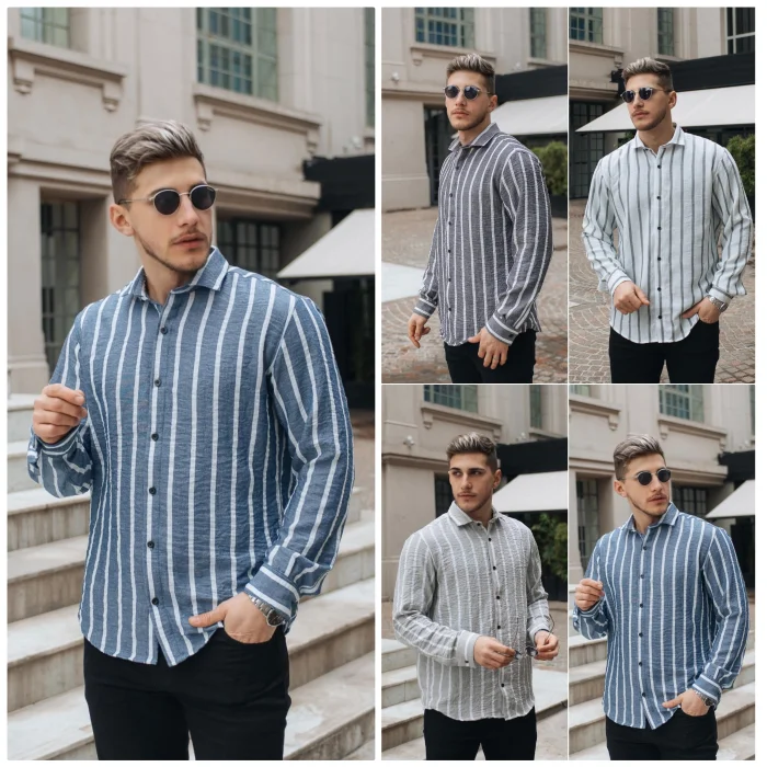 Camisa de Lino Hart Rigido Rayado Manga Larga