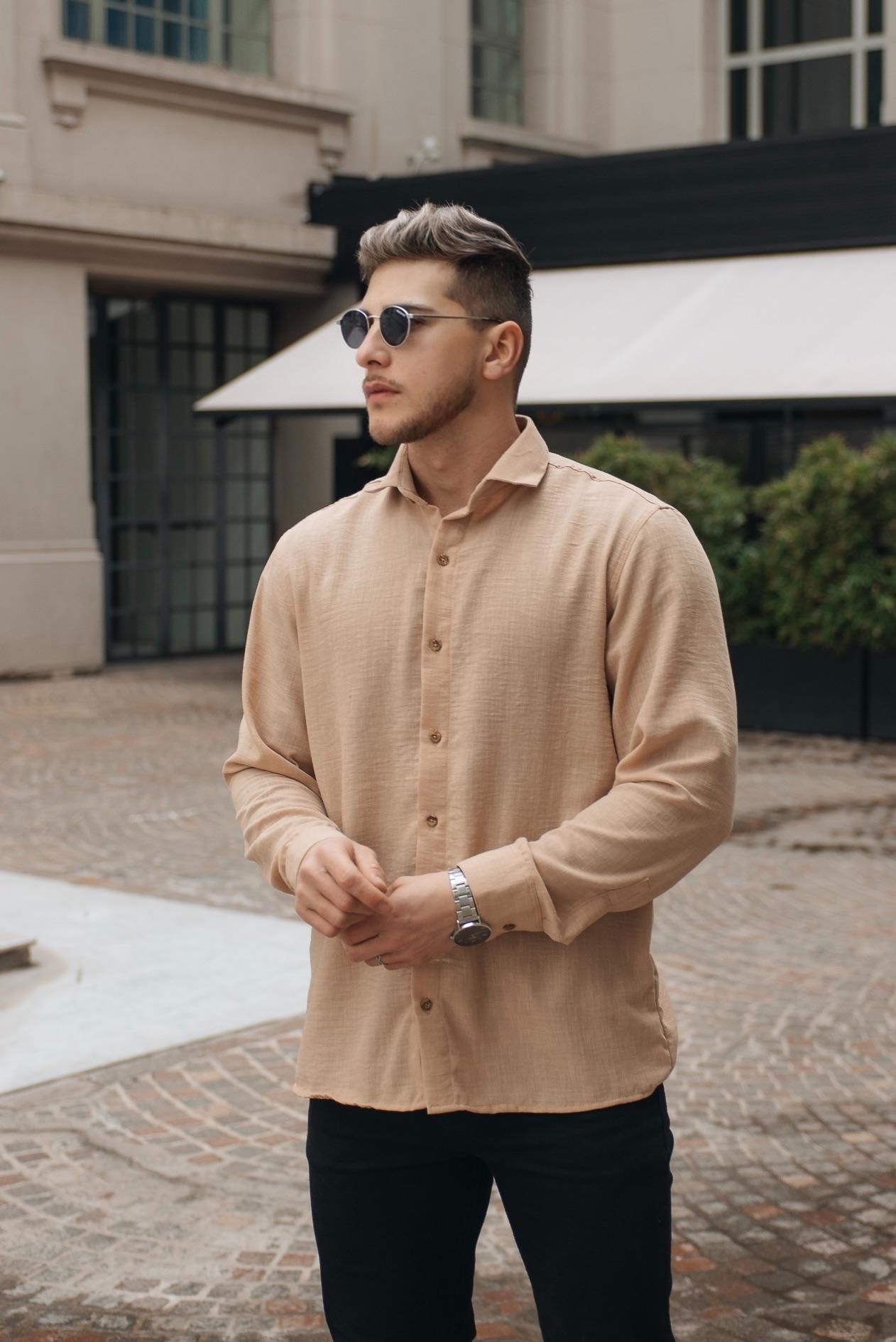 Camisa de Lino Hart Liso Rigido Manga Larga - Imagen 4