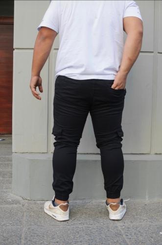 Jogguers Cargo de Gabardina Elastizado Color Negro - Miniatura 3