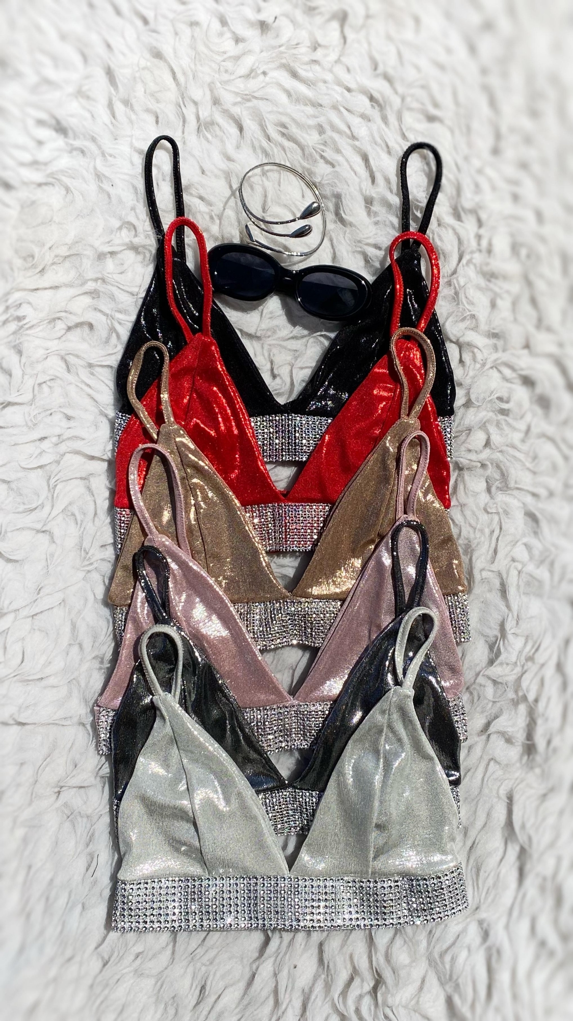 Top Taza Foil Faja Brillos Stras - Imagen 2