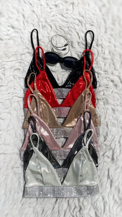 Top Taza Foil Faja Brillos Stras