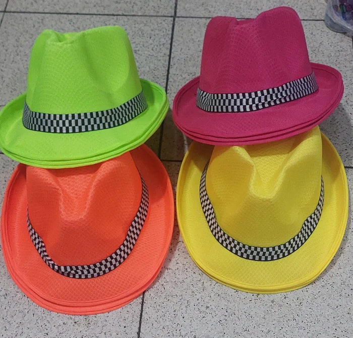 Sombrero  Tangero  de Tela Fluor Cotillón