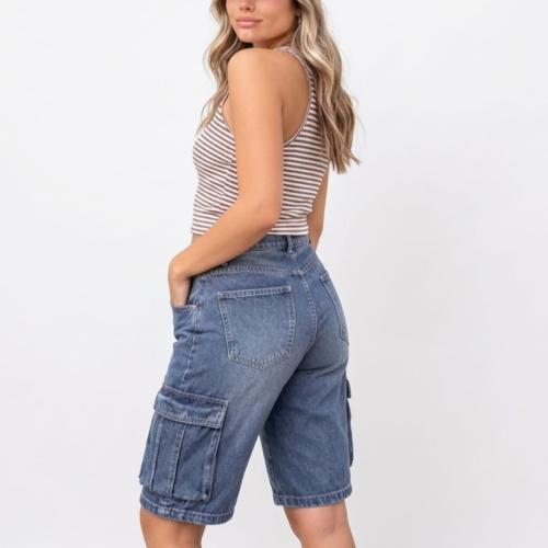 Bermuda Cargo Jeans Rígido Mujer - Miniatura 2