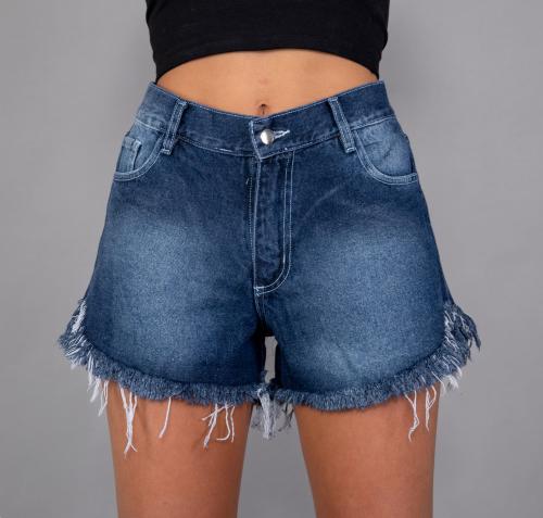 Short de Jean Corto Azul Liso - Miniatura 3