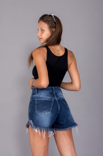 Short de Jean Corto Azul Liso - Miniatura 7