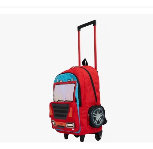 Mochila Escolar Carrito Camion Car Bolsillos 45x32 Premium Rojo Camión