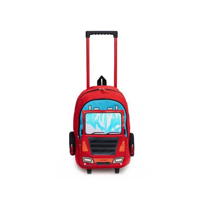 Mochila Escolar Carrito Camion Car Bolsillos 45x32 Premium Rojo Camión - Imagen 3