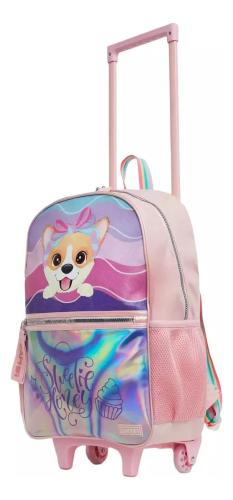 Mochila Escolar Carrito Nena Perrito con Holografico Color Rosa - Miniatura 2