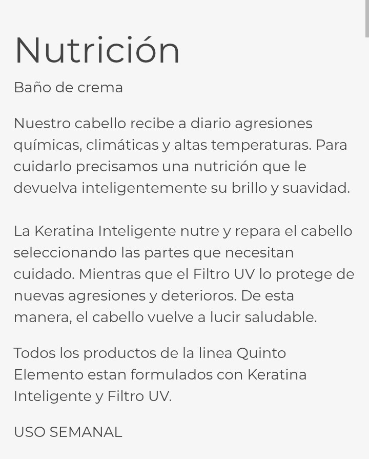 Nov Quinto Elemento Nutrición Keratina con Filtro Uv X 980g - Imagen 3