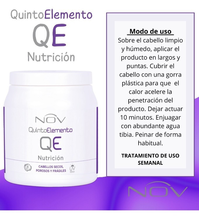 Nov Quinto Elemento Nutrición Keratina con Filtro Uv X 980g - Imagen 4