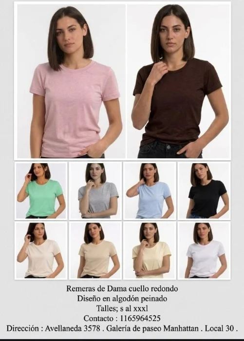 Remera Dama  Algodon Peinado.