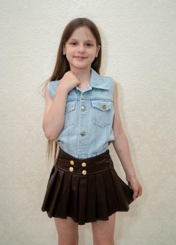 Pollera Imperia Infantil Nena Moderna Tendencia Diseño Botones Dorados - Miniatura 4