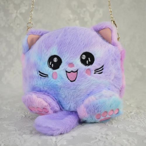 Cartera Infantil Peluche Gato Kawaii Bandolera Niña Suave con Cadena Dorada - Miniatura 5