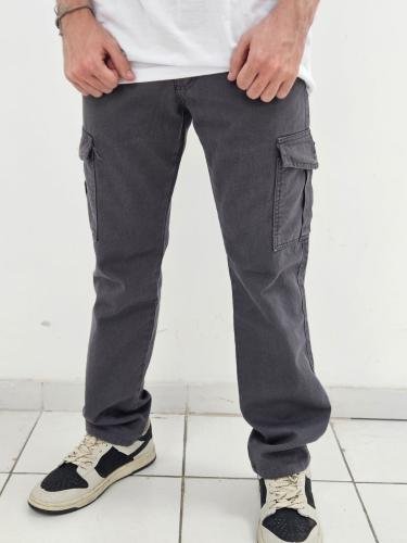 Cargo de Gabardina  Rigida Color Gris Recto - Miniatura 2