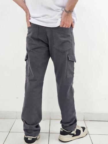 Cargo de Gabardina  Rigida Color Gris Recto - Miniatura 3
