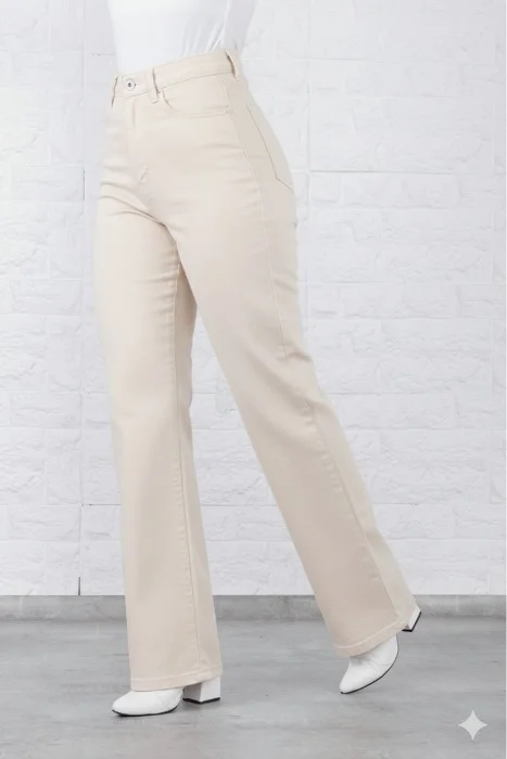 Pantalón Baggy de Gabardina Beige, Blanco y Negro