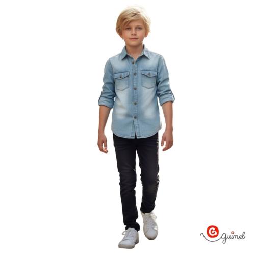 4103  Camisa Niño Ml Jean Clarita con Localizado