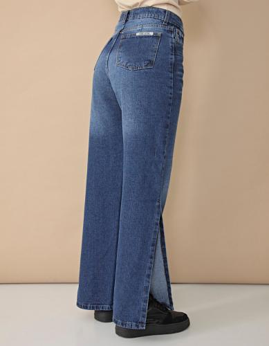Pantalón Jean Wide Leg con Tajo - Miniatura 2