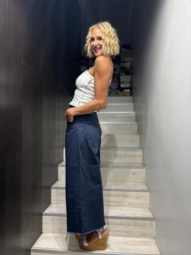 Jean Gina Ancho Gabardina Pinzado Azul - Miniatura 4