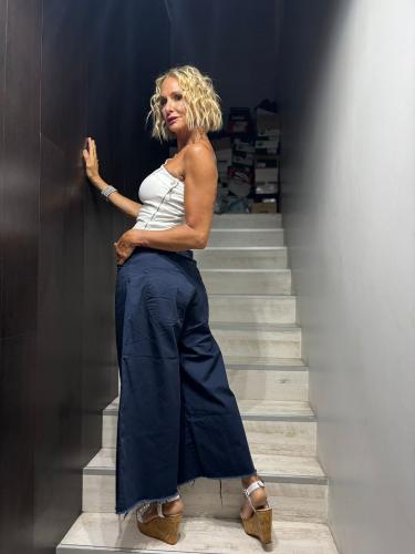 Jean Gina Ancho Gabardina Pinzado Azul - Miniatura 5