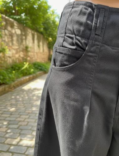 Jean Gina Ancho Gabardina Pinzado Negro - Miniatura 3