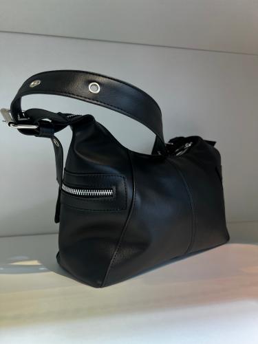 Cartera Mini Bag Baguette Negra Cueto Pu Cierre Metal - Miniatura 2