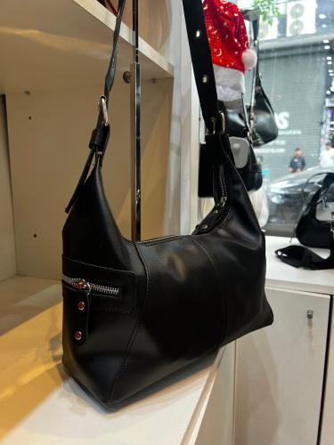 Cartera Mini Bag Baguette Negra Cueto Pu Cierre Metal - Miniatura 3