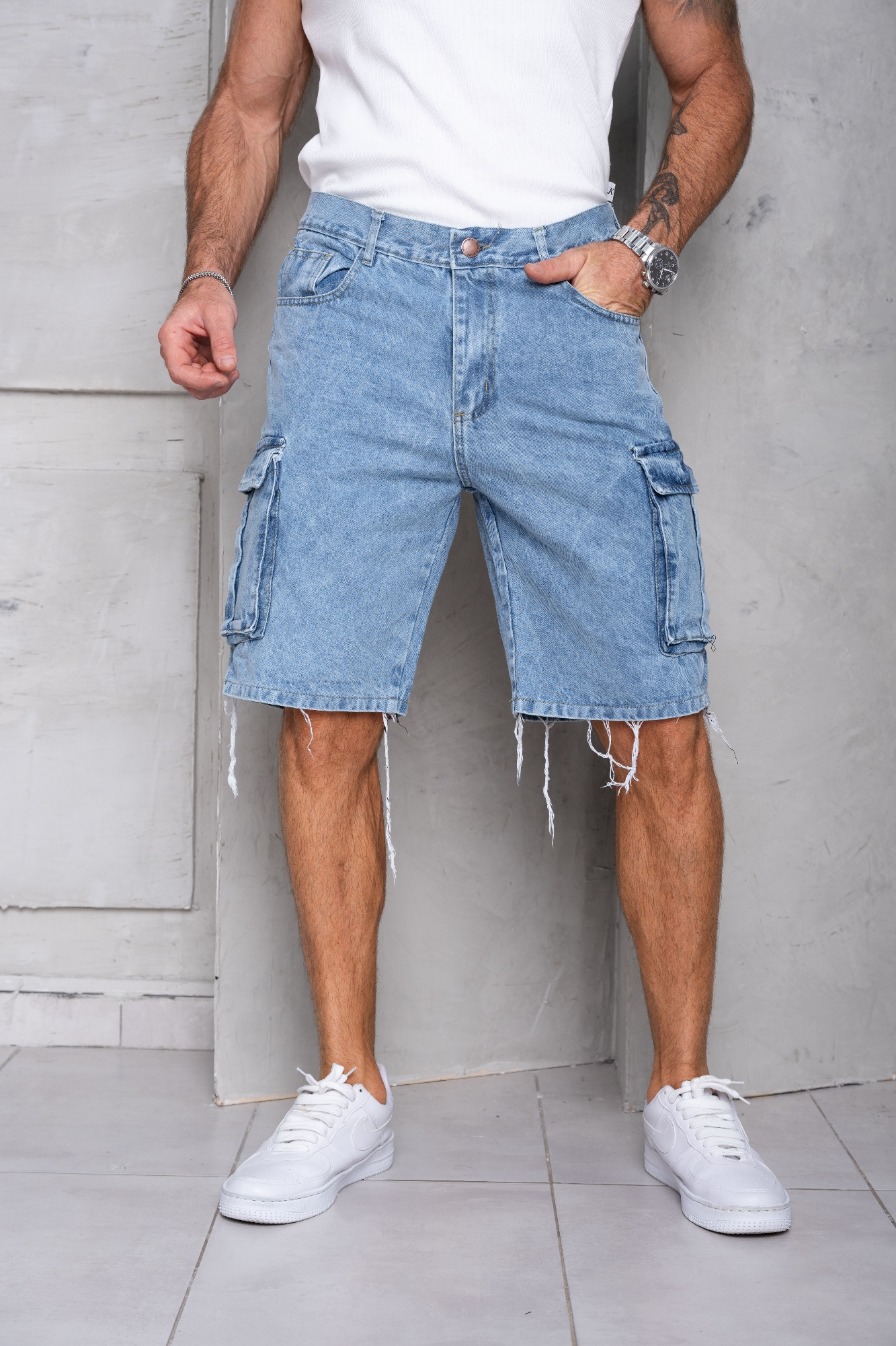 Bermudas Jeans Mom Cargo Talles Especiales - Imagen 1