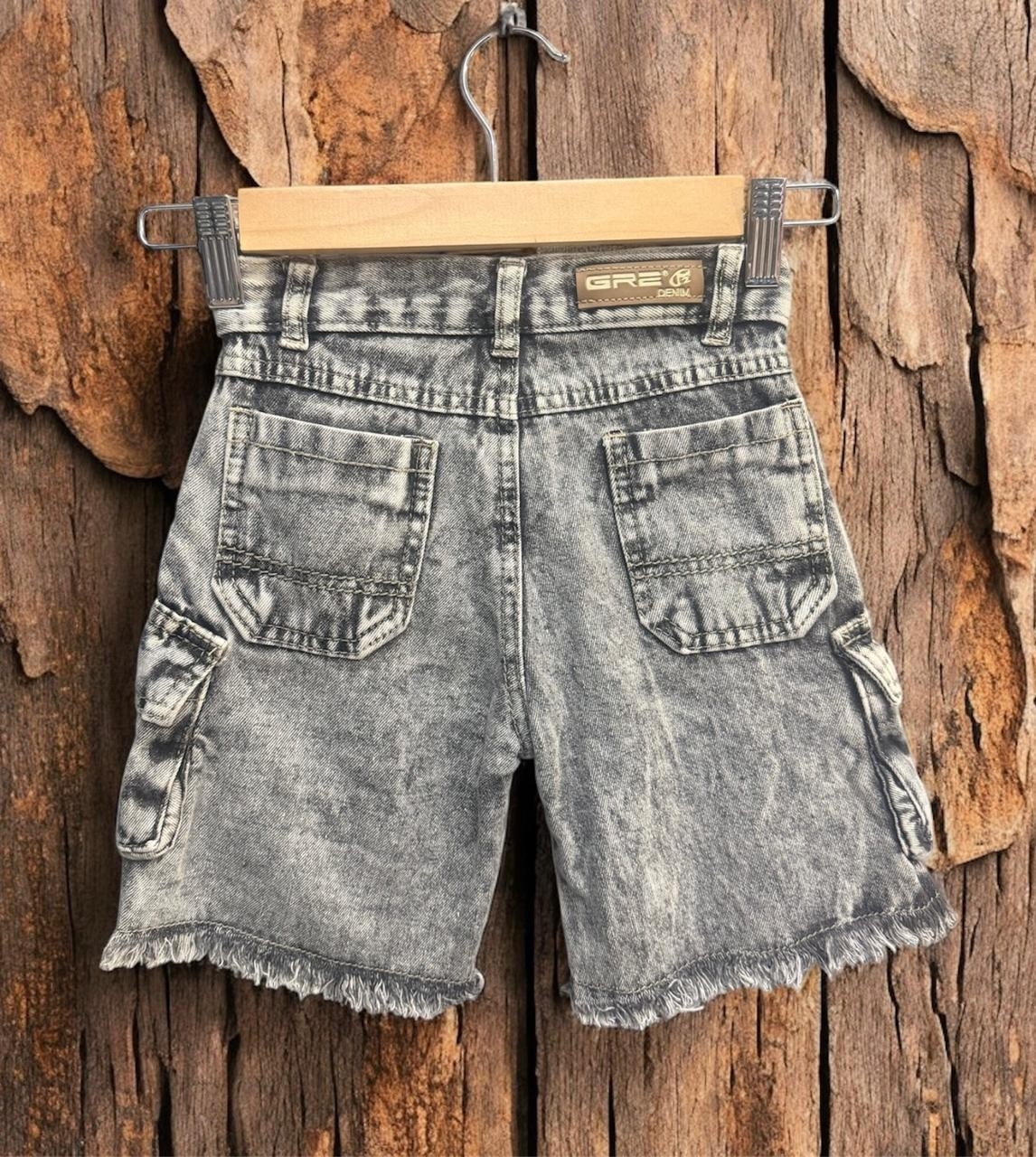 Bermuda Baggy  Cargo Gris y Celeste - Imagen 2