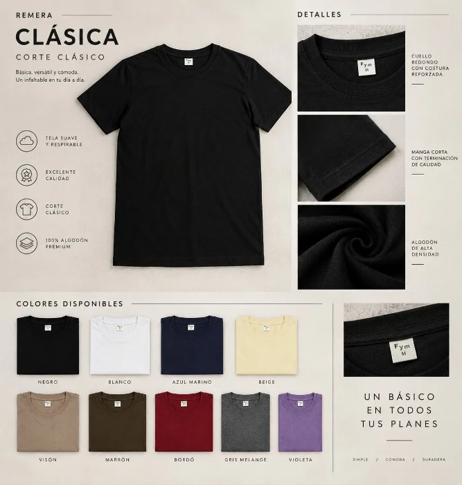 Remeras Lisas Premium Tela 24/1