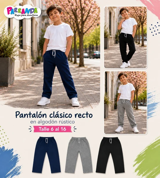 Pantalón de Algodón Rústico Niño Recto