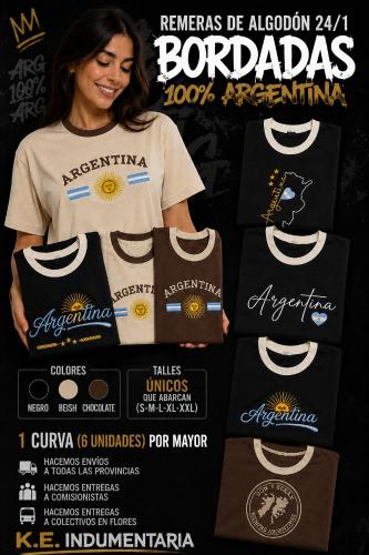 Remeras Bordadas Argentina Lisas para Mujer