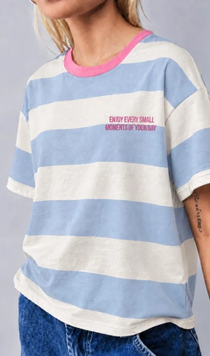 Remera Rallada Pink