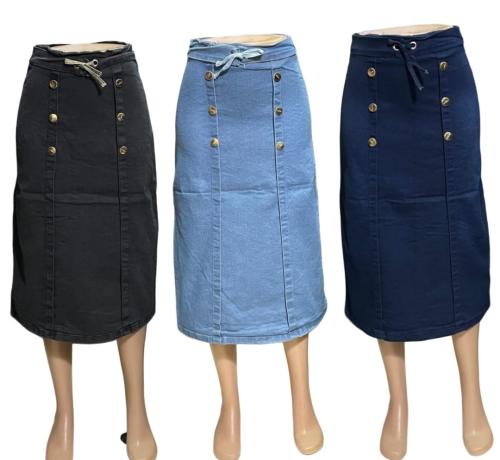 Pollera de Jean  Elastisada con Boton