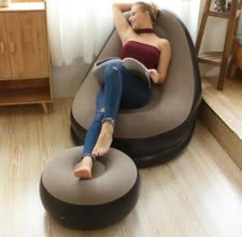 Sofa Sillon Inflable con Posa Pies Ultra Comodo Puff 2 en 1 - Miniatura 3