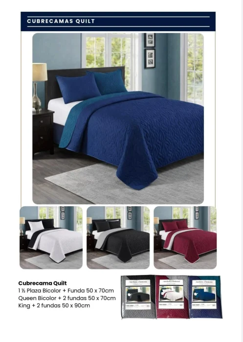 Cubrecamas Lisos Reversibles con Fundas de Almohadas
matelaseados