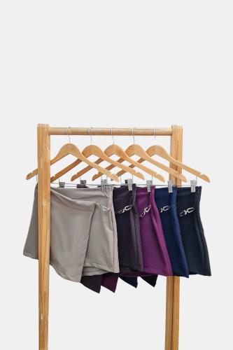 Skort Sastrero Premium Cruzado con Hebilla, Pinzas y Cierre - Miniatura 2