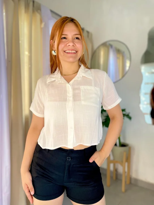 Camisa de Lino Manga Corta