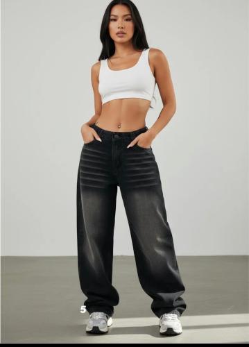 Jeans Baggy con Regulador Gris Oscuro