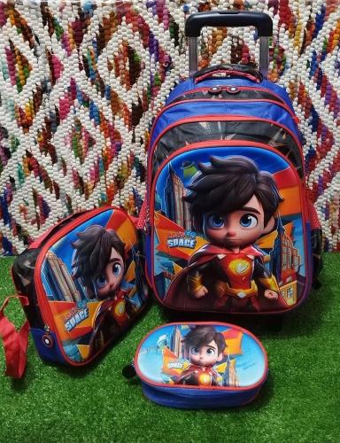 Mochilas de 3 Cierres con Carrito Grandes  para 2do 3er y 4to Grado Excelente Calidad