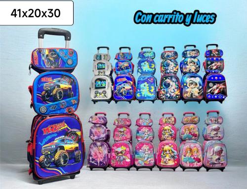 Mochila de Nene 3d con Luces. Set de 3 Piezas.