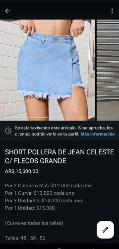 Pollera Short Jean Grande Dama Falda Corta Denim Mujer Mayoristas Hotsale - Miniatura 3
