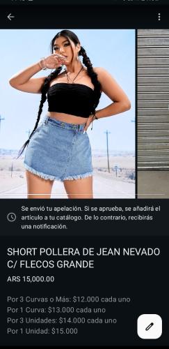 Pollera Short Jean Grande Dama Falda Corta Denim Mujer Mayoristas Hotsale - Miniatura 4
