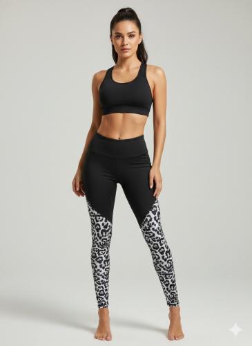 Calza Animal Print Gris Combinada