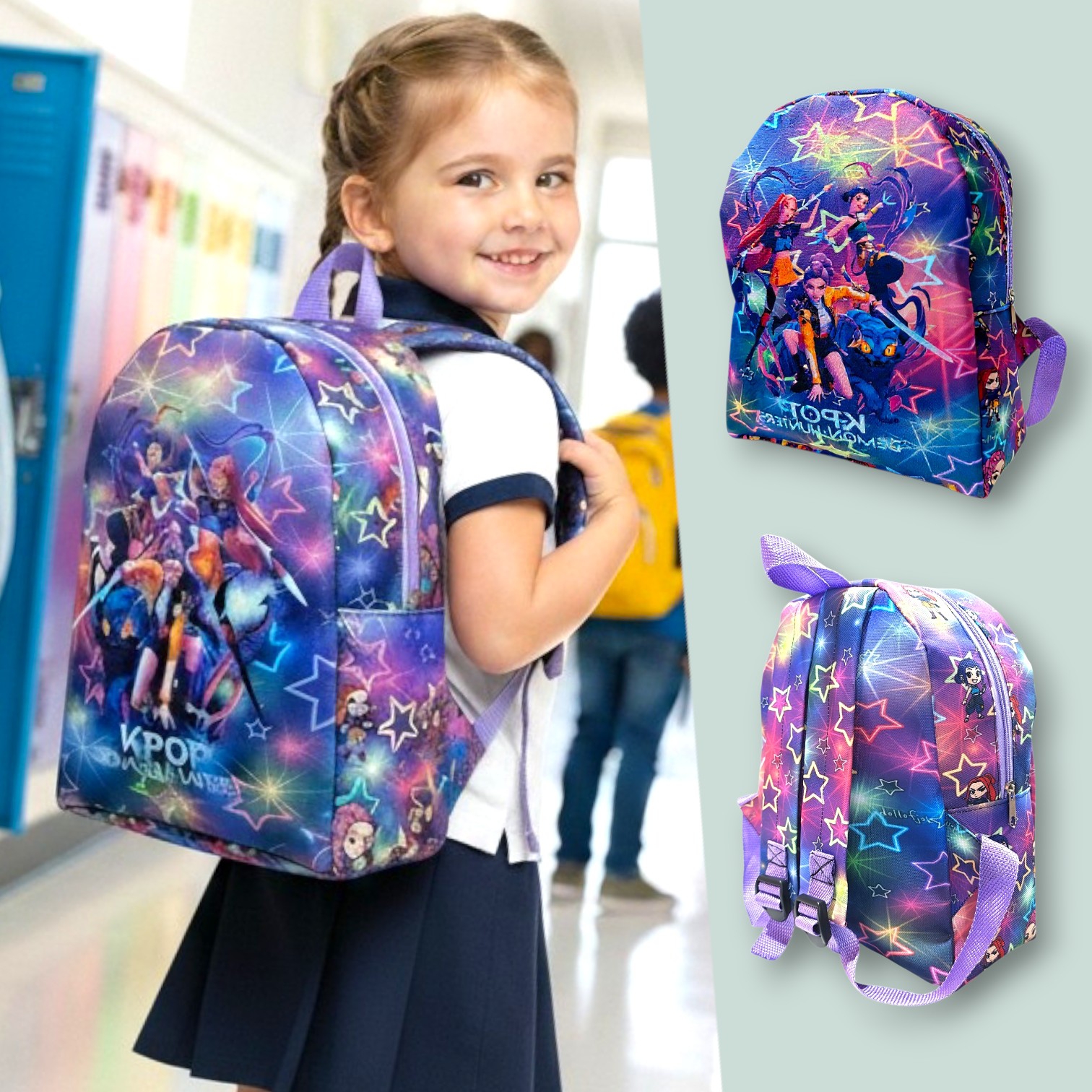 Mochila Huntrix Kpop Jardín de Cordura Forrada, Mide 30cm × 21cm X 10cm Aproximado - Imagen 2